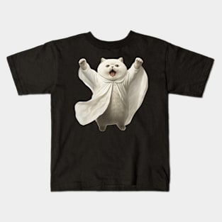 Funny Cute Ghost Kitty - Adorable Spooky Cat Art Kids T-Shirt